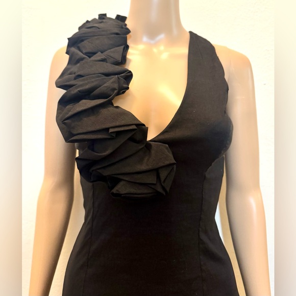 Jessica McClintock Sleeveless Black Ruffle Mini Dress - Size 4 - Picture 6 of 11